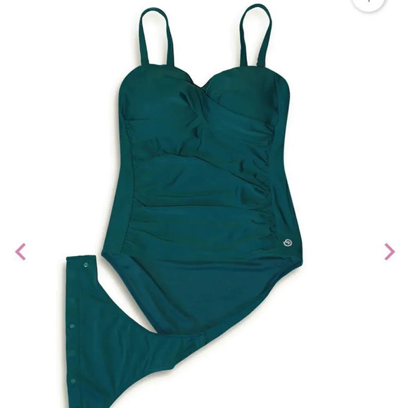Wow Ease Swimsuit Emerald Green Size 14 Snap One Piece Accessibility SPF 50 Swim - Picture 3 of 12